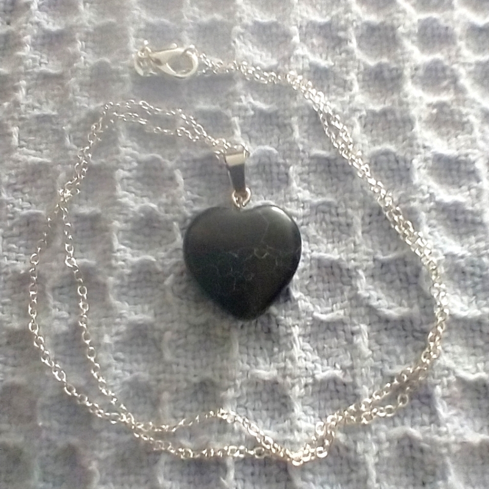 Black Turquoise Heart Necklace